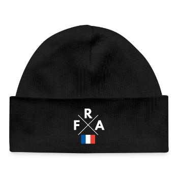 Croix logo France Drapeau - Bonnet bébé bio - noir - Devant