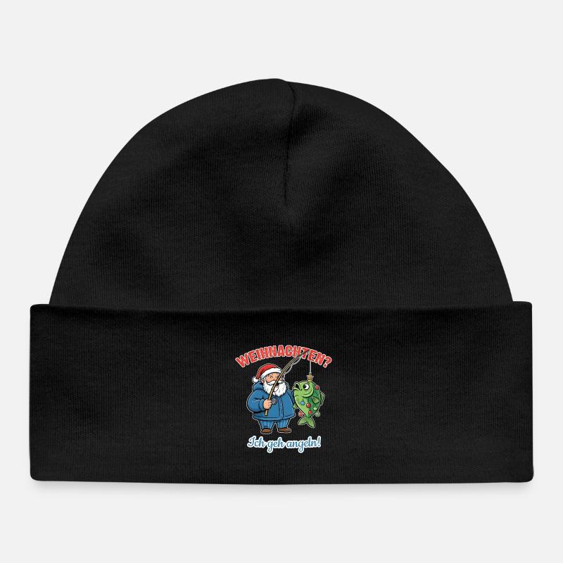 Noël des pêcheurs ? Je vais à la pêche ! Père Noël Witz - Bonnet bébé bio - noir