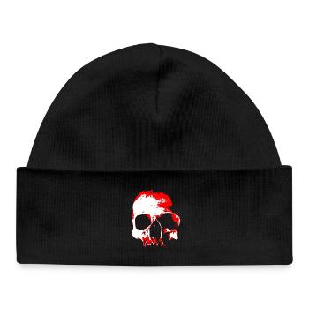 Contraste crâne rouge - Bonnet bébé bio - noir - Devant