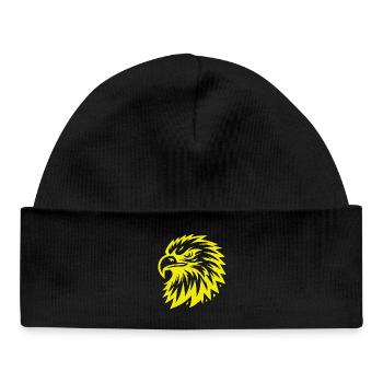 Goldener Adlerkopf – Majestätisches Adler Design - Baby Organic Mütze - Schwarz - Vorne