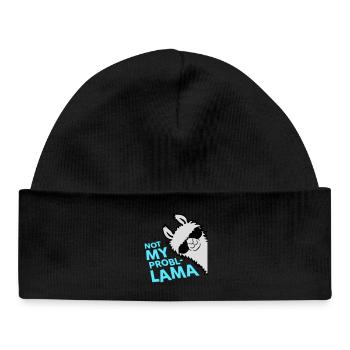 Lama Not My Problama Cool Sonnenbrille Seitlich - Baby Organic Mütze - Schwarz - Vorne