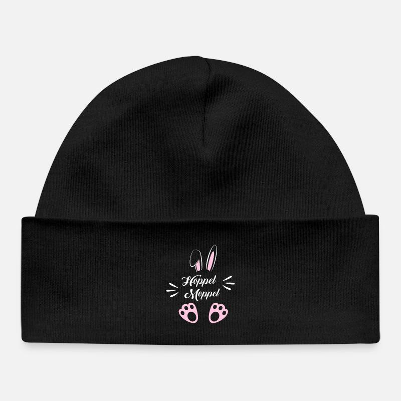 Hoppel Moppel Motif Lapin - Bonnet bébé bio - noir