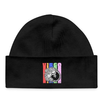 Virgo Zodiac Sign Symbol - Astrological Mandala - Baby Organic Beanie - black - Front