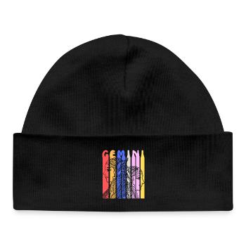 Horoscope zodiacal des Gémeaux Dessin astrologique coloré - Bonnet bébé bio - noir - Devant