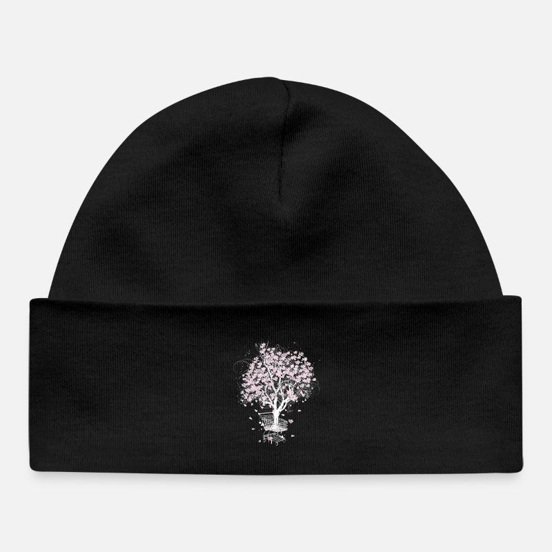 Cerisier en fleurs dans le panier - Bonnet bébé bio - noir