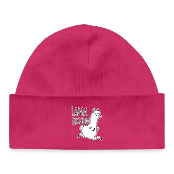 Llama jogging - funny, he jogs like a llama! - Baby Organic Beanie - hot pink - Front