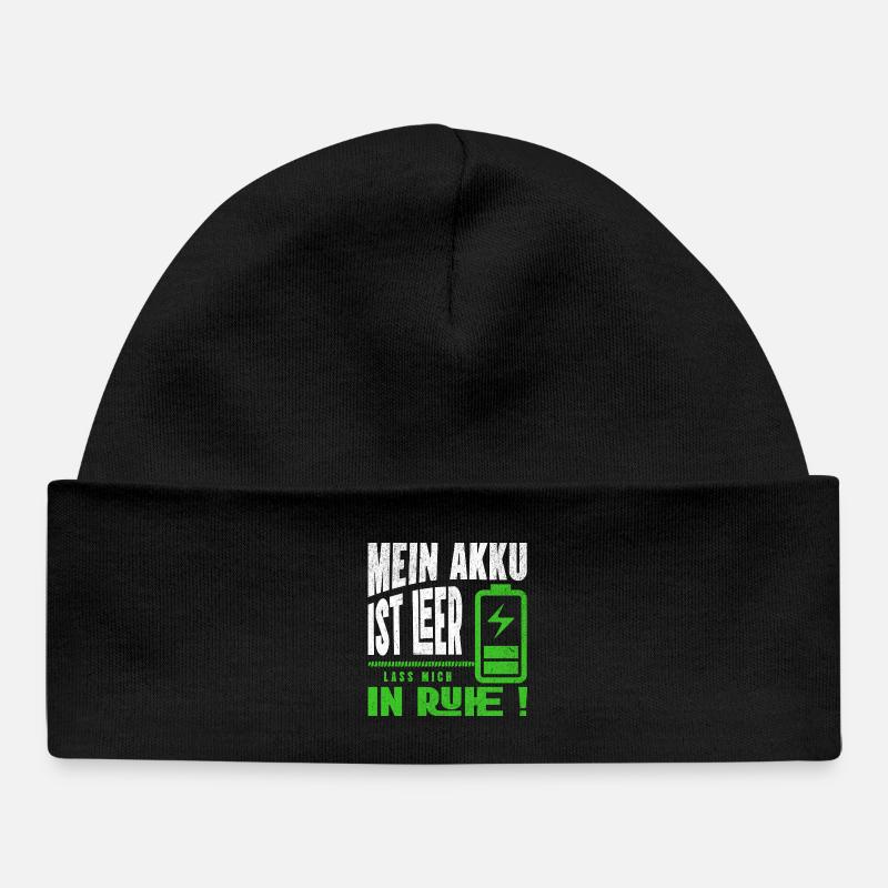 My battery is empty - Leave me alone - Baby Organic Beanie - black