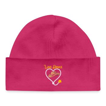 Line Dance Heart and Cowboy Hat - Baby Organic Beanie - hot pink - Front