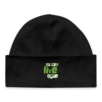 You Only Live Once Green Graffiti Look - Baby Organic Beanie - black - Front