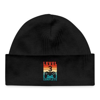 3e anniversaire Niveau 3 Joueur complet 3 ans - Bonnet bébé bio - noir - Devant