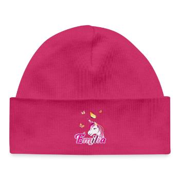 Emilia, maiden name, favorite name - Baby Organic Beanie - hot pink - Front