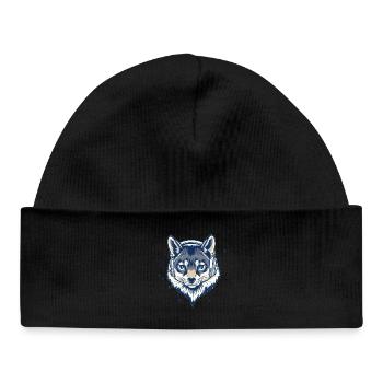 cool fox with headphones - Baby Organic Beanie - black - Front