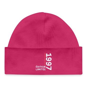 1997 vintage typographic style - Baby Organic Beanie - hot pink - Front