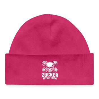 Schädel Kraftgym Design Zucker vermeiden - Baby Organic Mütze - hot Pink - Vorne