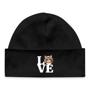 J’ADORE Chat tigré Amoureux des chats Drôle - Bonnet bébé bio - noir - Devant