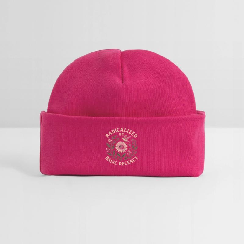 Radicalized by Basic Decency Statement Trend Baby Organic Beanie