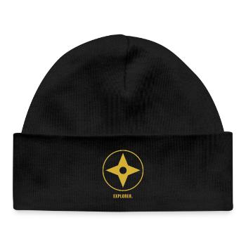 Minimalist Explorer Gold Design - Baby Organic Mütze - Schwarz - Vorne