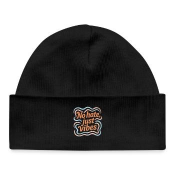 No Hate Just Vibes – Positive Vibes Statement - Baby Organic Mütze - Schwarz - Vorne