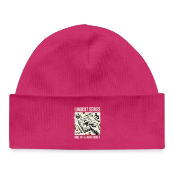 Linocut Series - Baby Organic Beanie - hot pink - Front