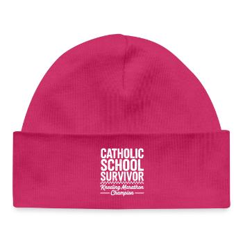 Survivant d’une école catholique : marathon à genoux drôle - Bonnet bébé bio - hot pink - Devant