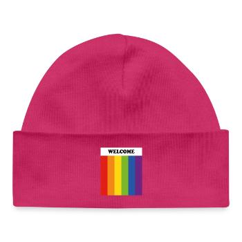 LGBT-Willkommen – sicherer Raum – schwuler Verbündeter - Baby Organic Mütze - hot Pink - Vorne