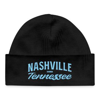 Nashville Script Blue - Baby Organic Beanie - black - Front