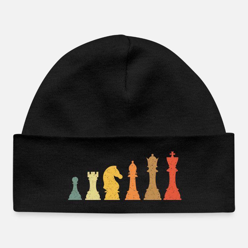 Chess Evolution Vintage Retro - Baby Organic Beanie - black