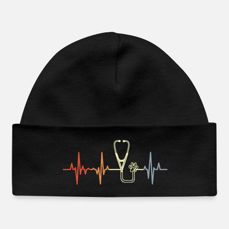 Fréquence du pouls du stéthoscope Vintage - Bonnet bébé bio - noir