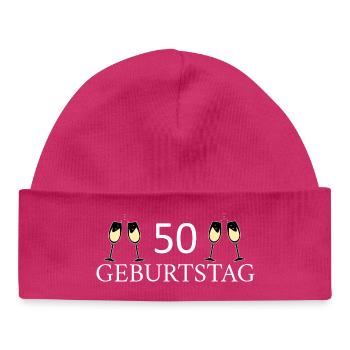 50e anniversaire 50 ans - Bonnet bébé bio - hot pink - Devant