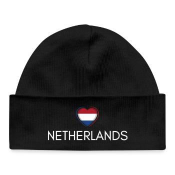 Heart with Netherlands flag - Baby Organic Beanie - black - Front