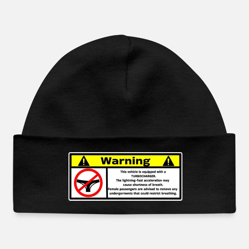 warning - Baby Organic Beanie - black