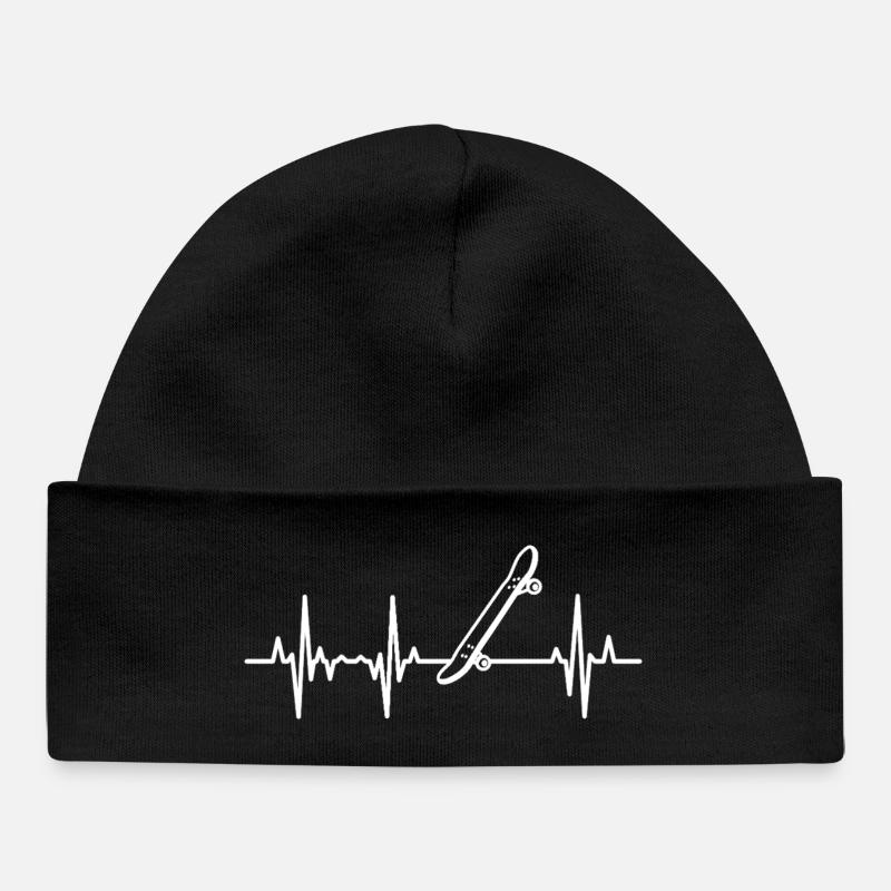 Ligne cardiaque ECG pour skateboard - Bonnet bébé bio - noir