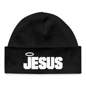 Jesus lettering with halo - Baby Organic Beanie - black - Front