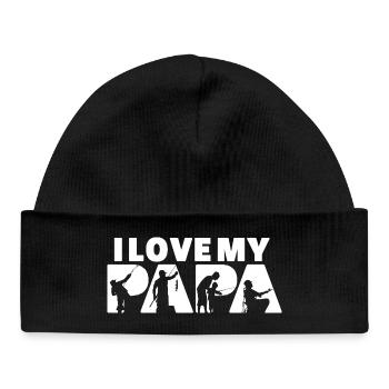 J’adore mon papa pêcheur silhouette fier de père - Bonnet bébé bio - noir - Devant
