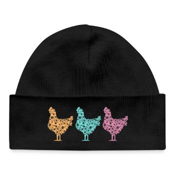 Fans de poulet - Coq - Coq - Poulet fleur - Bio - Bonnet bébé bio - noir - Devant