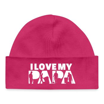 Papa Recyclable Collector Waste Management Art - Baby Organic Beanie - hot pink - Front