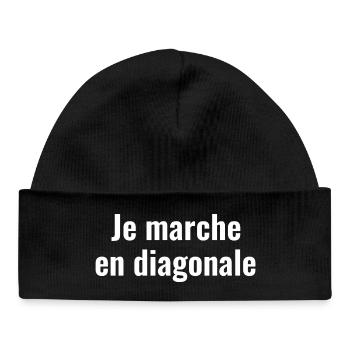 Je marche en diagonale  - Bonnet bébé bio - noir - Devant