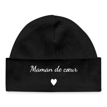 Maman de Coeur - Bonnet bébé bio - noir - Devant
