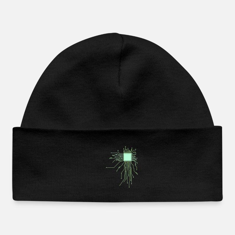 platine core cpu computer nerd pc geek cyborg heart - Baby Organic Beanie - black