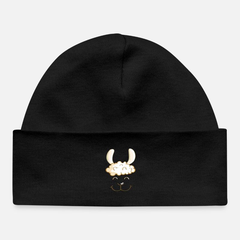 Funny Lama Face - Tête - Llamas - Cadeau - Bonnet bébé bio - noir