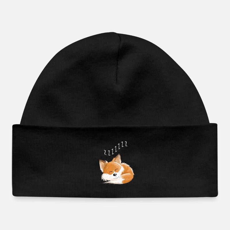 Fox sleeping - dream - dreams - foxes - Baby Organic Beanie - black