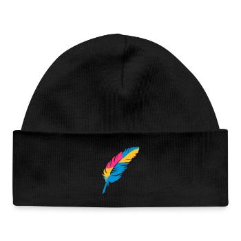 Une plume colorée - Bonnet bébé bio - noir - Devant