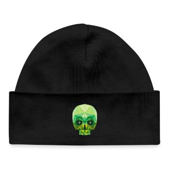 Tête de mort émeraude - Bonnet bébé bio - noir - Devant