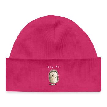 Hug ME Igel I Love I Valentinstag Geschenk I Süß - Baby Organic Mütze - hot Pink - Vorne