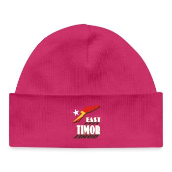 Map of East Timor with dynamic lettering - Baby Organic Beanie - hot pink - Front