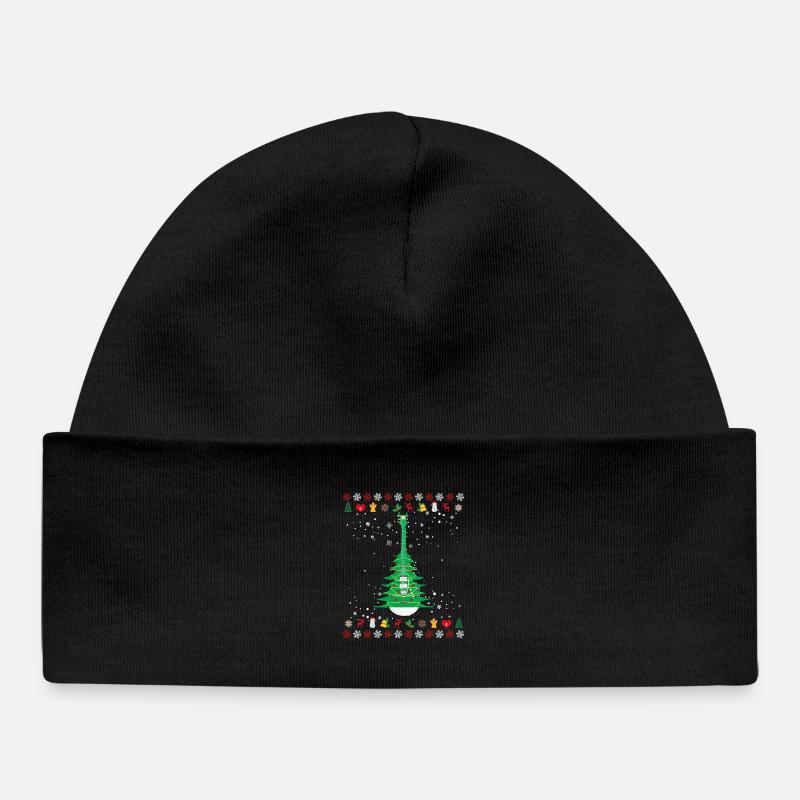 Guitar Christmas Tree - Baby Organic Beanie - black