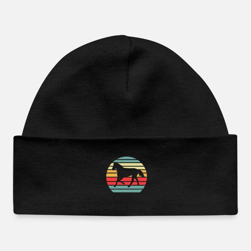Cheval Amoureux des chevaux rétro - Bonnet bébé bio - noir