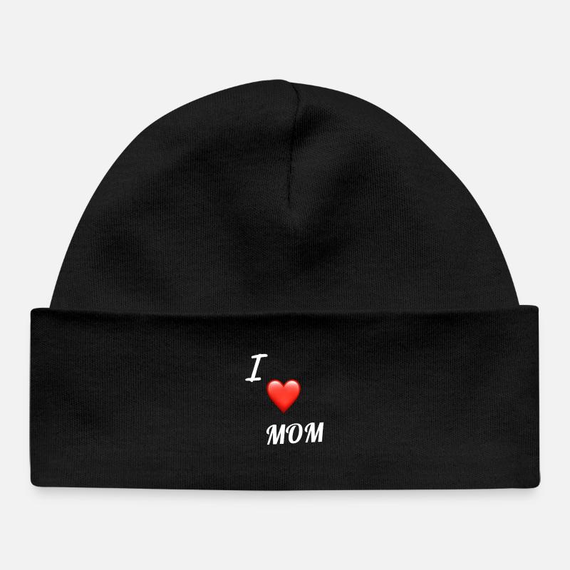 J’aime maman,i love mom, Mama, mamá, mamma - Bonnet bébé bio - noir