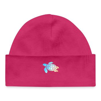 Sea Turtle Watercolor Blue - Bonnet bébé bio - hot pink - Devant