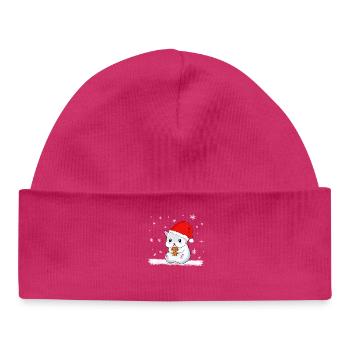 Hamster Weihnachten Süß Keks Schnee Geschenk Niedl - Baby Organic Mütze - hot Pink - Vorne